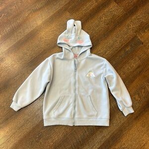 Cinnamoroll Light Blue Kids Zip Hoodie with Bunny-Ear Hoodie